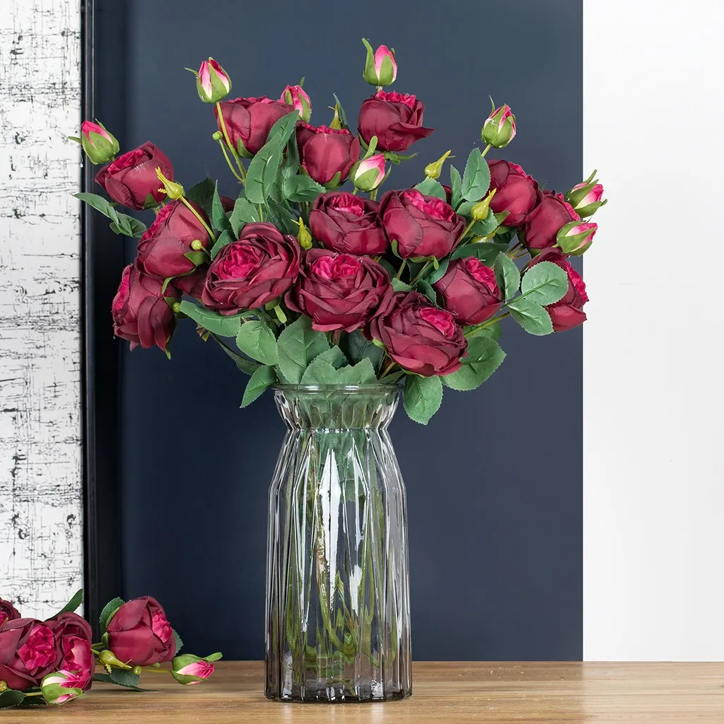 

Artificial Artificial Fake Roses for decoration Rose Peony Silk small bouquet flores party spring wedding decoration mariage