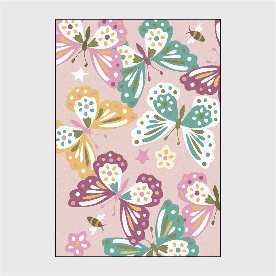 Cartoon Girl Carpet Kids Room Pink Butterfly Pattern Badroom Rug Sweet Princess Style Beside Mat Children Play Carpet Cartoon Girl Carpet Kids Room Pink Butterfly Pattern Badroom Rug Sweet Princess Style Beside Mat Children Play Carpet