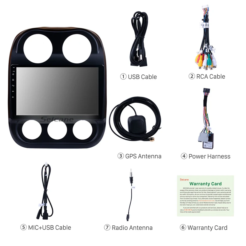 Top Seicane Android 9.0 10.1 inch HD 1024*600 for 2014 2015 Jeep Compass Car Radio Bluetooth GPS Navigation Player with 4G WIFI 3