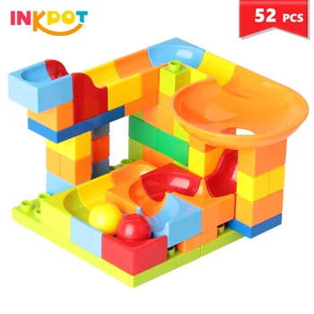 

52pcs Race Run Big Size Building Blocks Funnel Slide Compatible Bricks Sets DIY Big Educational Brick Toys For Children