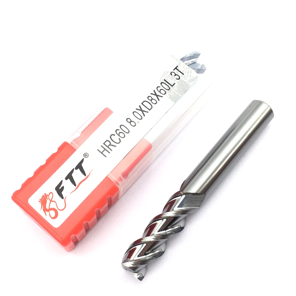 1PC Mill Aluminium 8.0XD8X60L Extra Long HRC60 3Flute Endmills Tool CNC Lathe Cutter Mill End Tungsten Carbide Milling Cutter