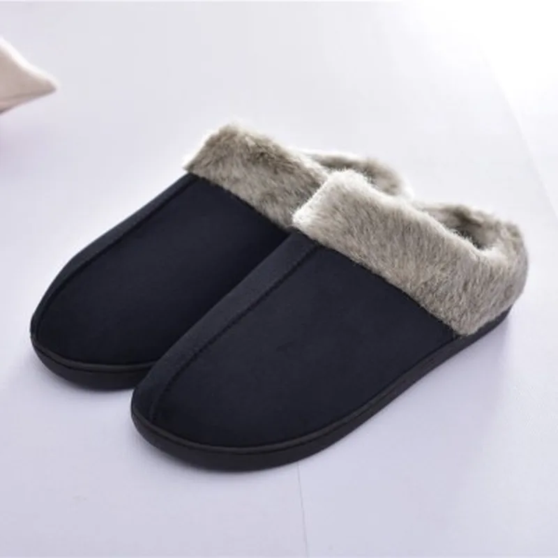 

19 New Brand Winter Home Suede Home Floor Slippers Shoes Men Large Size 46 Non-slip Indoor Plush Warm Men's Shoes Warm Slipper