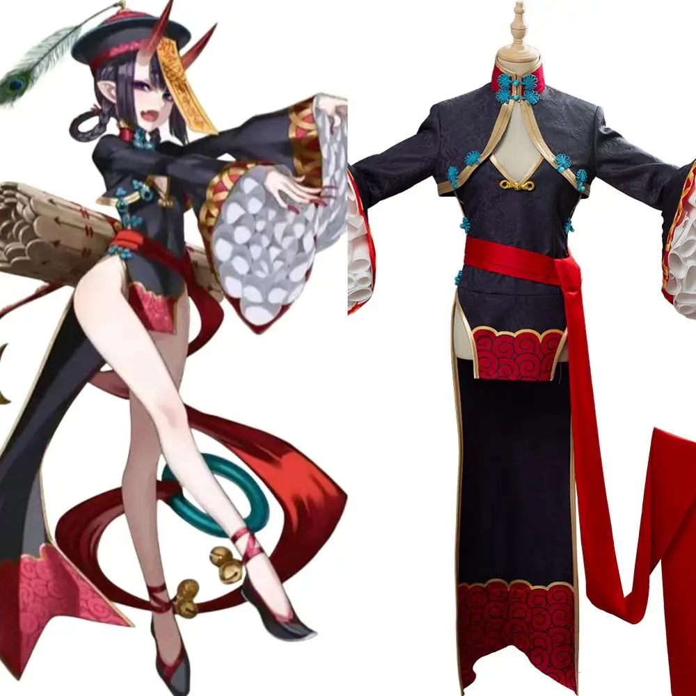 

Cosplay Fate Grand Order Shuten douji Cosplay Costume Wig Kimino Cheongsam Dress For Adult Women Girls Halloween Party Costume