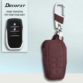 

Key Cover for TOYOTA HILUX REVO 3 button Genuine Leather Remote Case Replacement Keychain Keyless Accessories Shell Fob