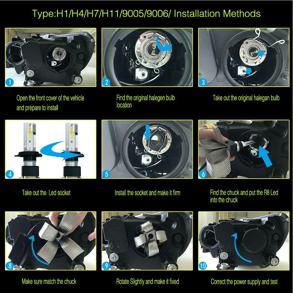 

HiMISS 1 pair H4/9003/HB2 T9 LED Headlight Kit 3 Colors Changing Bulb 60W Quick Start Car Light Lamp