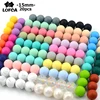 LOFCA 15mm 20pcs/lot Silicone Loose Beads Safe Teether Round Baby Teething Beads DIY Chewable Colorful Teething For Infant ► Photo 1/6