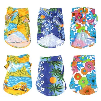 

Fashion Summer Printed Shirt Beach Shirt Dog Beach Casual Pet Travel Clothes Dog Clothes Floral Short Sleeve Dog Cat Blouse
