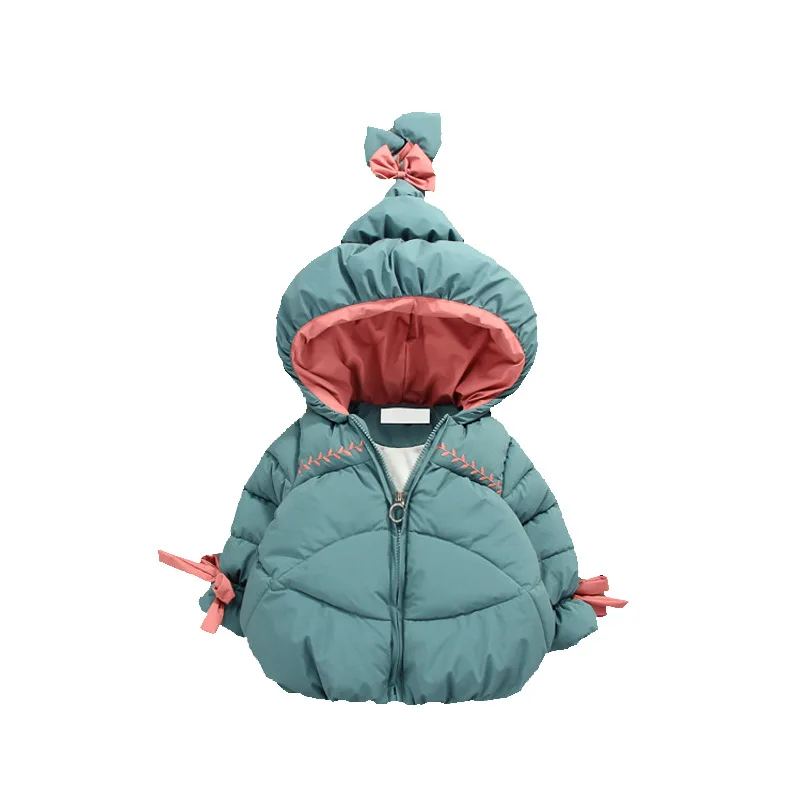 Детская теплая одежда; зимняя хлопковая стеганая куртка с бантом для маленьких девочек; утепленная куртка