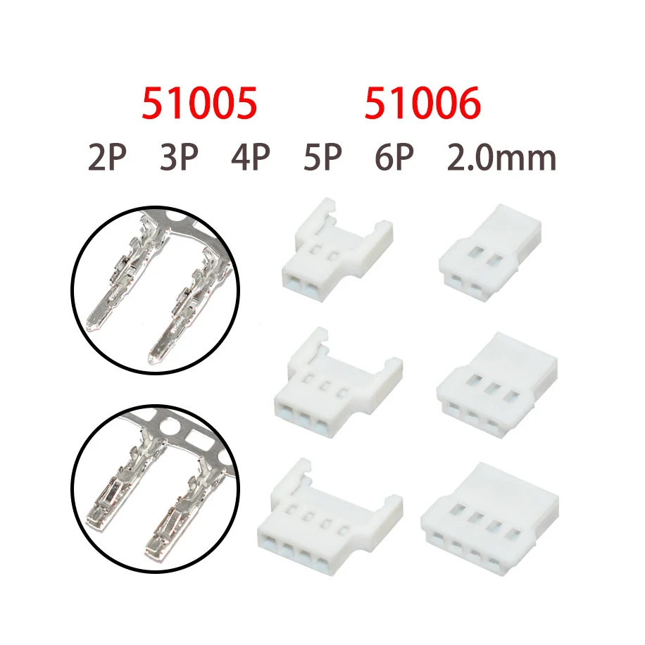 51005 51006 MX2.0 2.0mm Connector Socket Pin Header Male Female Socket Terminal 51005 51006 mx2.0 2p 3p 4p 5p 6p pin 1000pcs 4 2mm 6 pin header male pin for graphics card gpu pci e pcie power connector right angle through hole video card