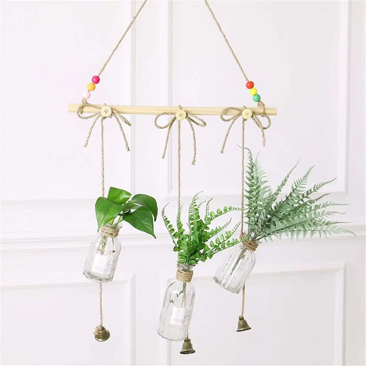 

New Hanging Glass Vase Bottles Hydroponic Green Plant Transparent Flower Pot Planter Pendant Ornaments Home Wall Decoration Gift