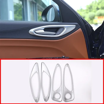 

4Pcs Matte Silver ABS chrome Interior Door Handle Frame Cover Trim For Alfa Romeo Giulia 2017 Car Accessories
