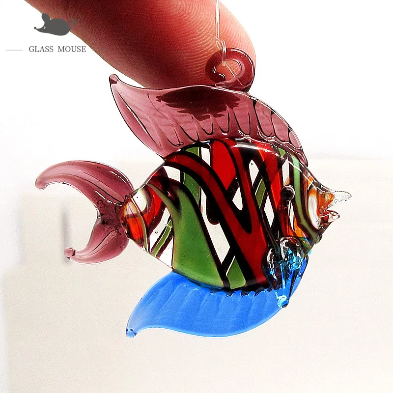 

Murano Floating glass fish Figurine bubble ball Aquarium home Decor charm accessories Handmade Art Sea Animal Collectible Gift