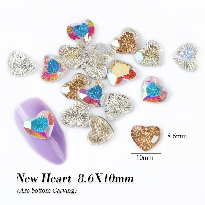 Hot Heart Shape Nail Rhinestones Flatback Arc Shaped Carving Glass Crystal8 6x10mmstrass Crysta Stone For Decorating Nails Rhinestones Aliexpress