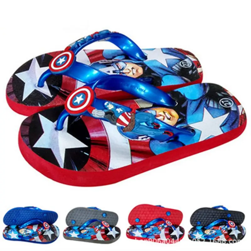 

Summer Sandals Baby Girls Boys Slippers Children PVC Cartoon Captain America Spiderman Flip Flops Toddler Beach Kids Shoes 24-37