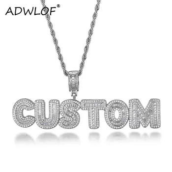

Custom Name Bubble Letters Pendants Iced Out AAA+ Baguette Cubic Zircon Personalized Necklaces For Men Hip Hop Charms Jewelry