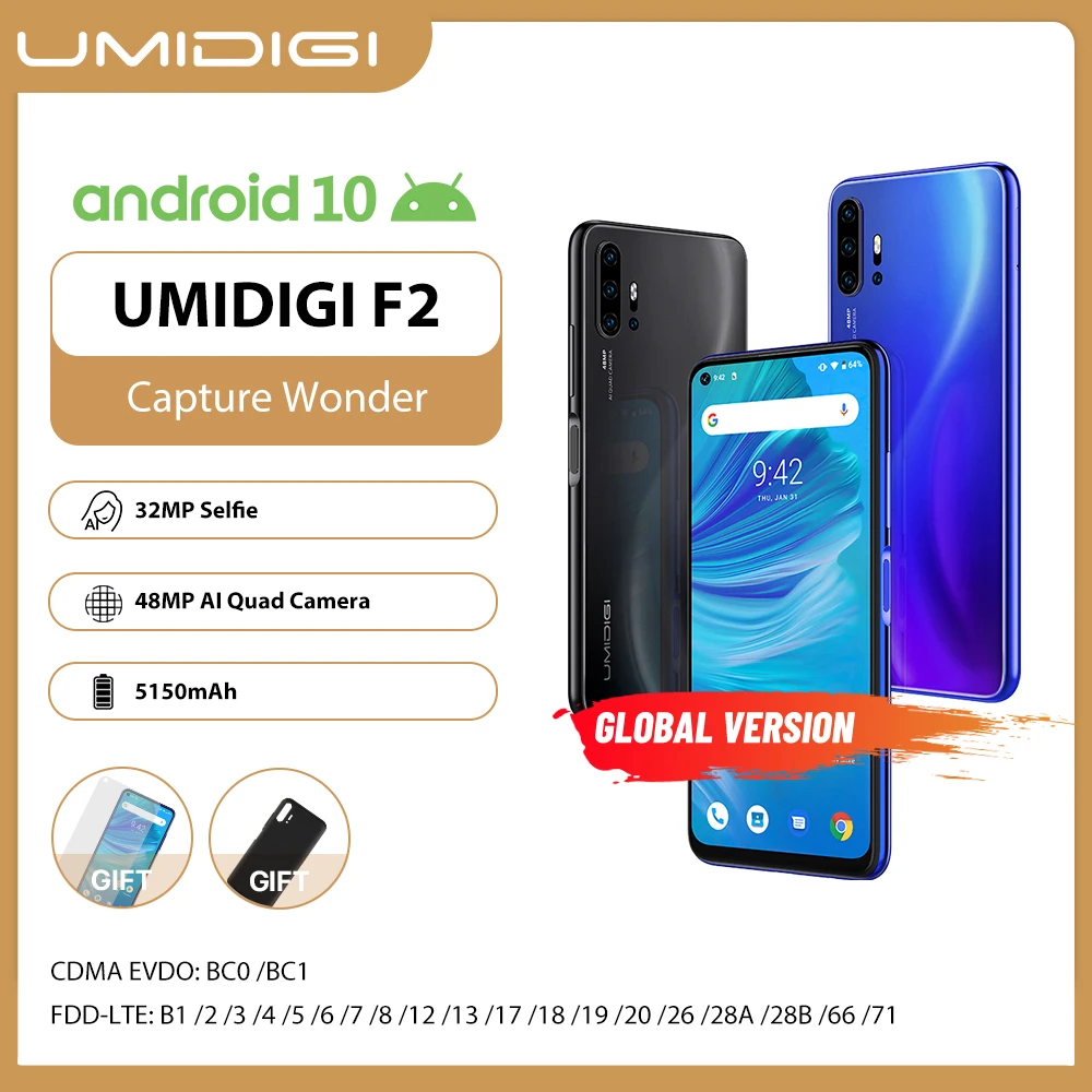 UMIDIGI F2 телефон Android 10 экран 6 53 дюймов ГБ 128 четырёхъядерный камера 48 МП|Смартфоны| |