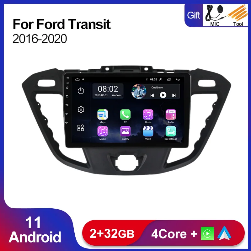 Автомобильный мультимедийный плеер 4 ядра 2 + 32 ГБ для Ford Transit Tourneo Custom 2016-2020 Android 11