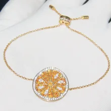 Модный летний пляжный браслет с подвесами в виде лимонов Серебро cz кристалл оранжевый браслет с подвесами в виде лимонов персональный фруктовый браслет Регулируемая цепочка Ювелирные изделия