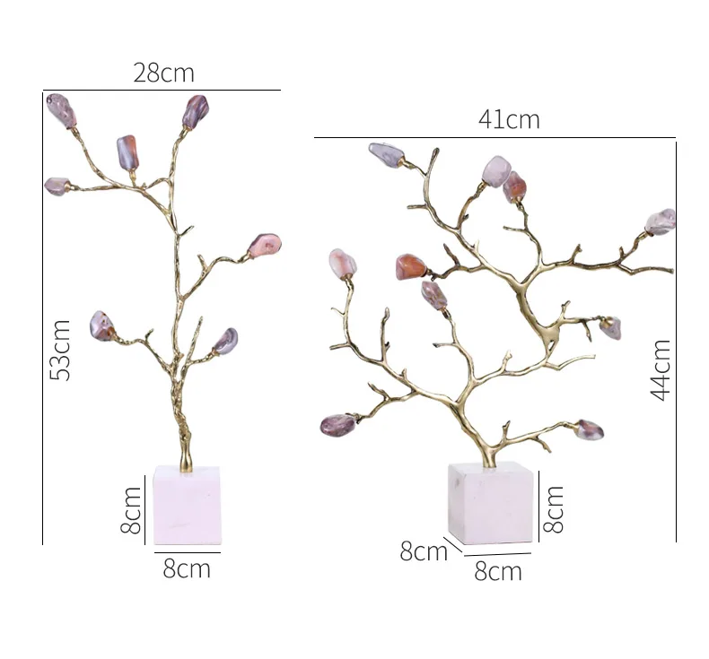 Роскошный Золотой Цветущий драгоценный камень дерево статуи скульптуры белый мрамор Декор ремесла подарки статуэтки настольные домашние декоративные предметы