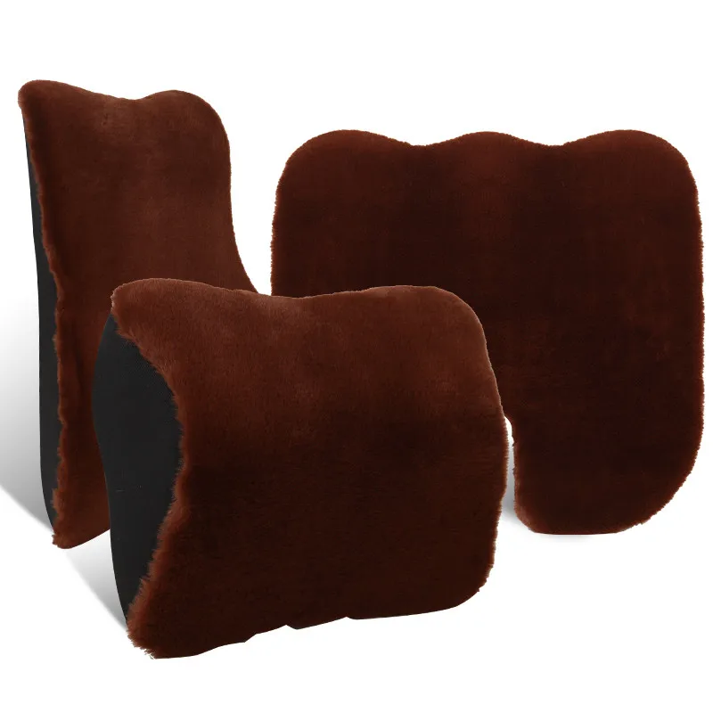 1 шт. плюшевый подголовник автомобиля подушка для шеи memory foam поясничная поддержка в автомобильных чехлах для сидений набор зимних автомобильных подушек аксессуары - Название цвета: 1set Coffee