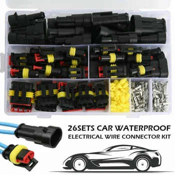 

Plastic Wire Connector Plugs Waterproof With Storage Box Set Parts 26Pcs