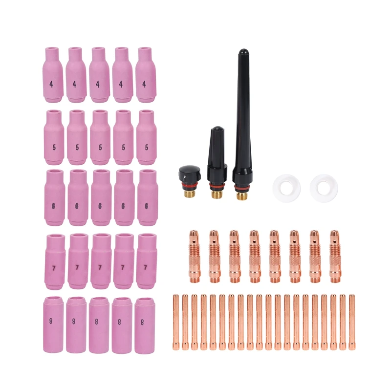 58Pcs Tig Welding Torches Gas Lens Kit Collet Body Alumina Nozzle Consumables Fit Wp-17/18/26 Series Torch Acces | Инструменты