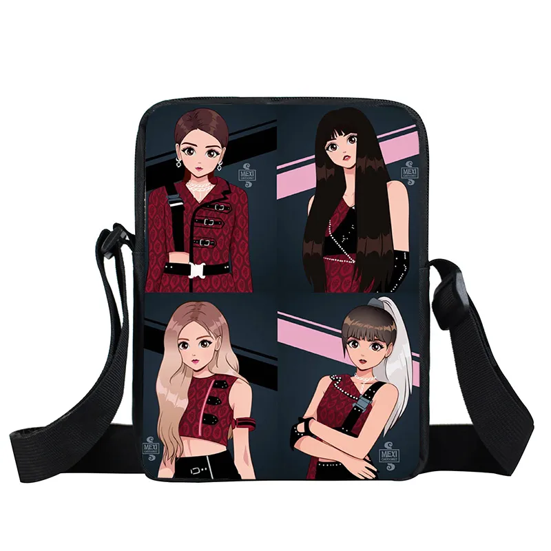 xkbBlackpink05 K-pop черная розовая мини сумка-мессенджер женская модная сумка TXT Twice для мальчиков и девочек сумки через плечо Kpop Boy с Luv женская сумка через плечо - Цвет: xkbBlackpink05