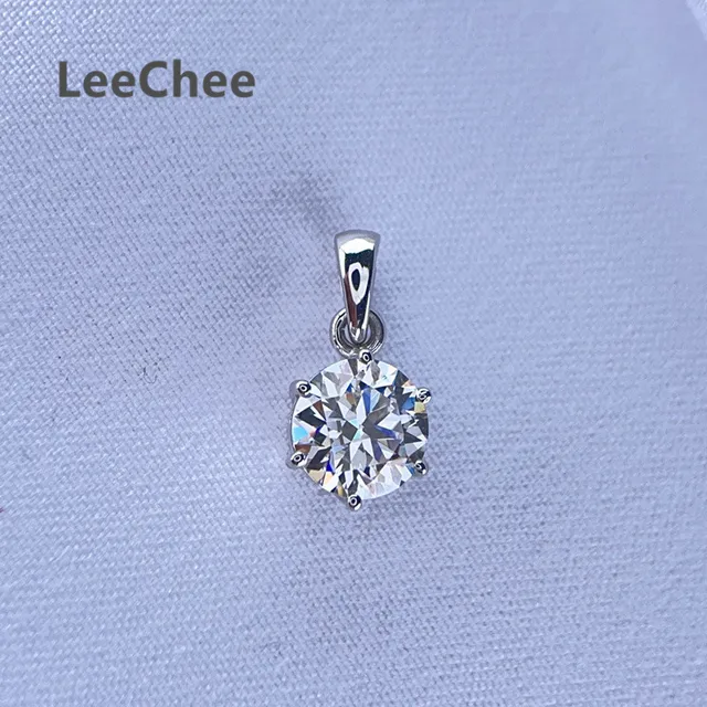 Real 18K White Gold Pendant 1CT Moissanite Necklace 6.5MM VVS Lab Diamond Rose Gold Fine Jewelry for Women Engagement Gift Au750 3