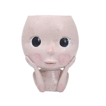 

Character Human Face Vase Resin Succulents Plant Pots Abstract Portrait Flower Pot for Office Balcony Micro Landscape Decoration