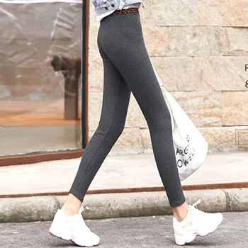 

Z Women Autumn Casual Leopard Stitching Leggings Stretchy Elastic Pencil High Waist Feet Nine Pants 2019