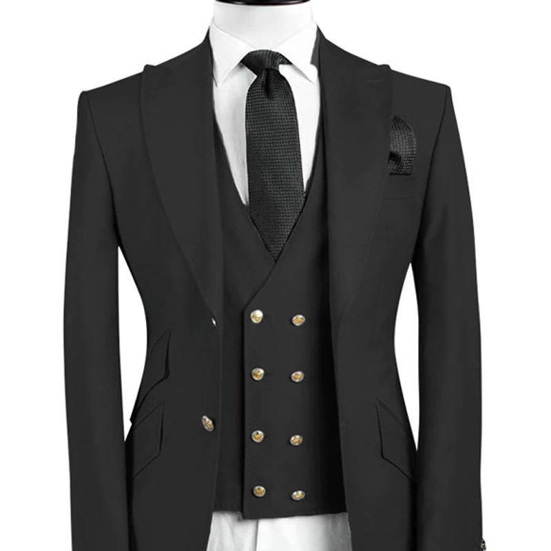 Tailor Made Slim Fit Men Suits for Wedding Groom Tuxedo 3 Piece Peaked Lapel Ivory Set Jacket with Pants Vest Male Fashion