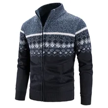 

High-end Autumn/winter Cashmere Men Business Casual Sweater and Thick Jacket Men's Jacket Stand Collar Zipper Gradient Cardigan