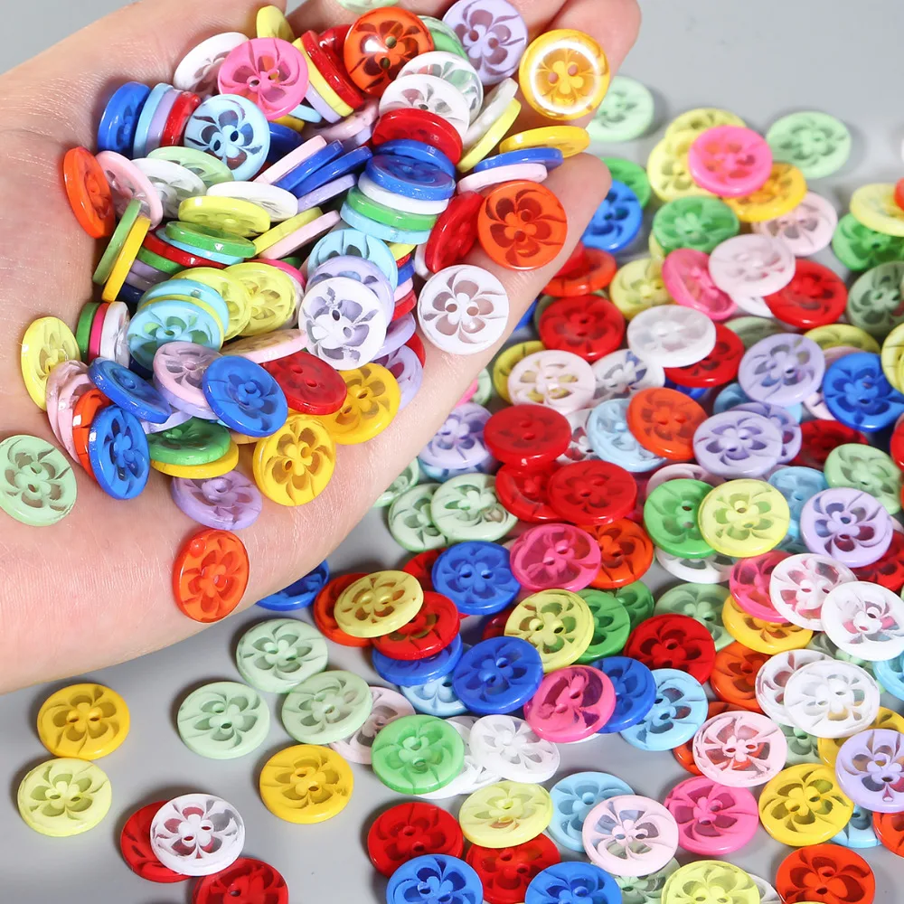 Полимерные швейные кнопки для скрапбукинга круглые пять лепестков два отверстия 14*2 мм 100 шт Costura Botones украшают botoes