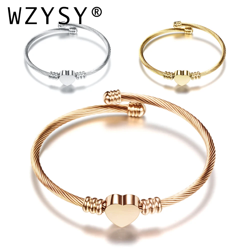 Высококачественный Браслет из нержавеющей стали, браслет из титановой стали, ювелирный браслет в форме сердца, модные браслеты с подвесками для женщин