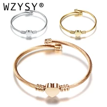 Высококачественный Браслет из нержавеющей стали, браслет из титановой стали, ювелирный браслет в форме сердца, модные браслеты с подвесками для женщин