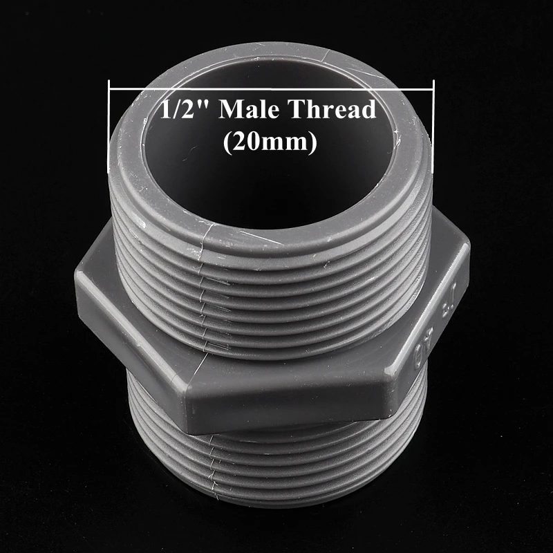 20 шт. 1/"~ 2" Соединители для наружной резьбы труб 20 мм-63 мм для полива сада серый прямой желоб соединитель для водопровода фитинги - Цвет: 1I2 inch male thread