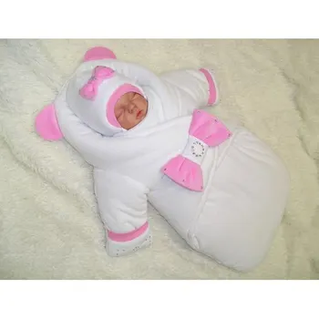 

Конверт-комбинезон "Белый с розовым бантом" Комбинезоны для малышей 0-6 мес