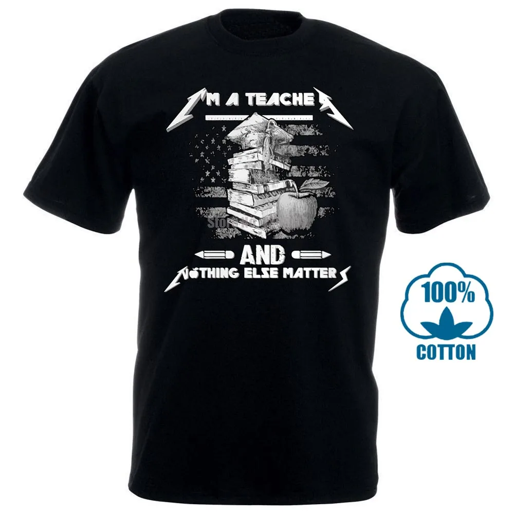 Мужская футболка черная хлопковая с надписью I'm A Teacher And Nothing Else S 4Xl 012184|Футболки|