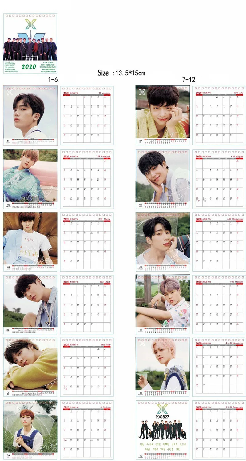 KPOP производство 101x1 Got7 черно-розовый Bangtan мальчики календарь Настольный Декор Ким Йохан Чо SEUNGYOUN JUNG KOOK карта душа