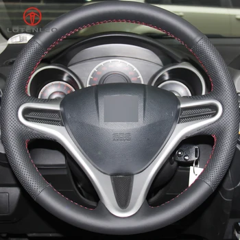 

LQTENLEO Black Artificial Leather Hand Car Steering Wheel Cover for Honda Fit City 2009-2013 Jazz 2009-2013 Insight 2010-2014