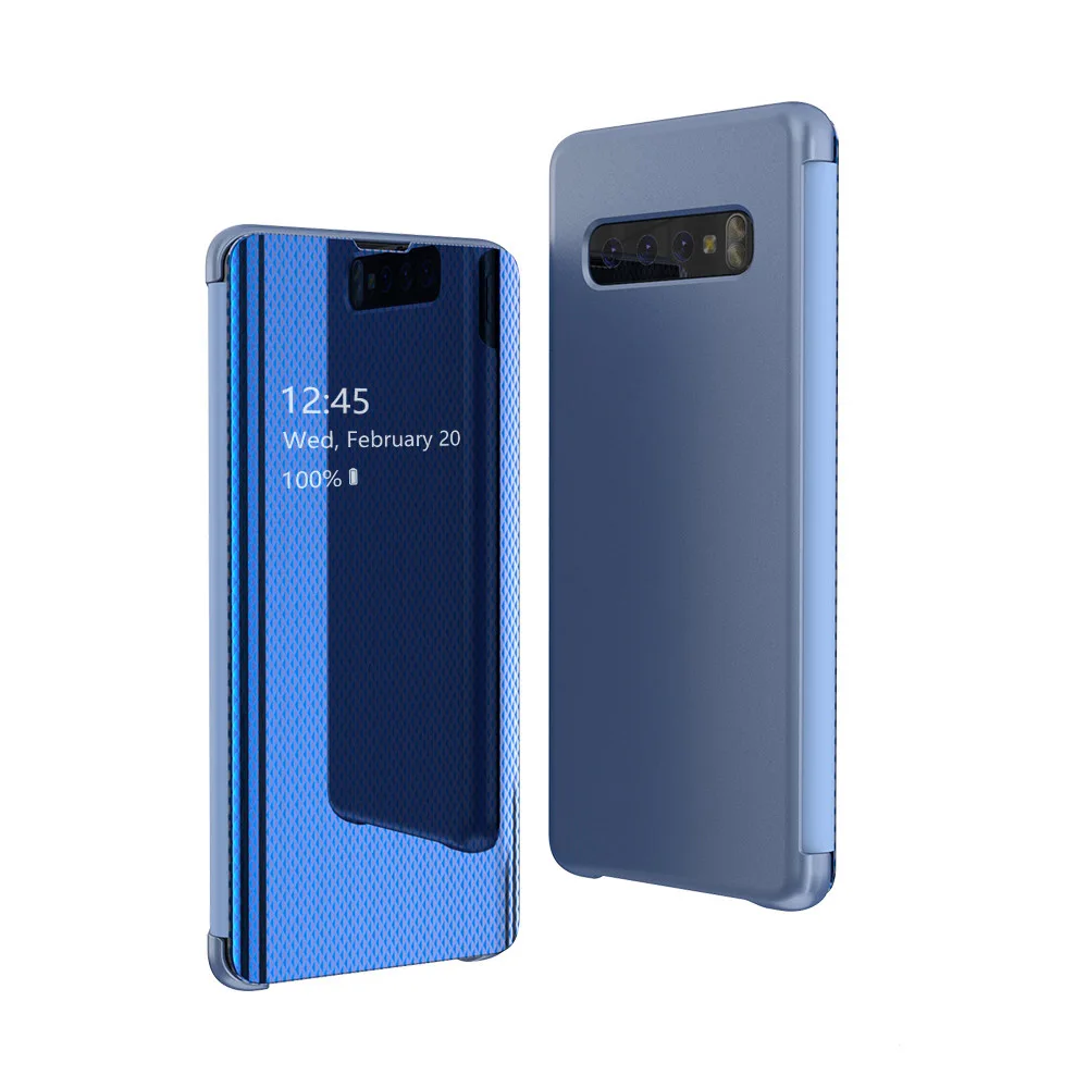 Blue Умный зеркальный флип-чехол для Samsung Galaxy S8 S9 S10 Plus e 5G S10E Прозрачный чехол для Samsung Note 8 9 10 Pro A7 откидной Чехол - Цвет: Blue
