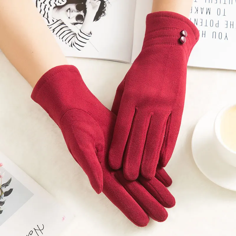 Простые Модные теплые перчатки зимние женские плюс бархатные холодные спортивные перчатки для верховой езды с сенсорным экраном C54