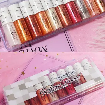 

10 Pcs/Set Diamond Pearly Polarized Colorful Liquid Long Easy Highlighter Make Eyeshadow Lasting Wear Kits Cosmetics to Up F2L3