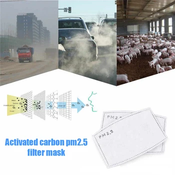 

10pcs 5 Layers Face Masks Care Filter PM2.5 Activated Carbon Filter Dustproof Anti-fog Bacteria Face Mouth Masks Care Filter