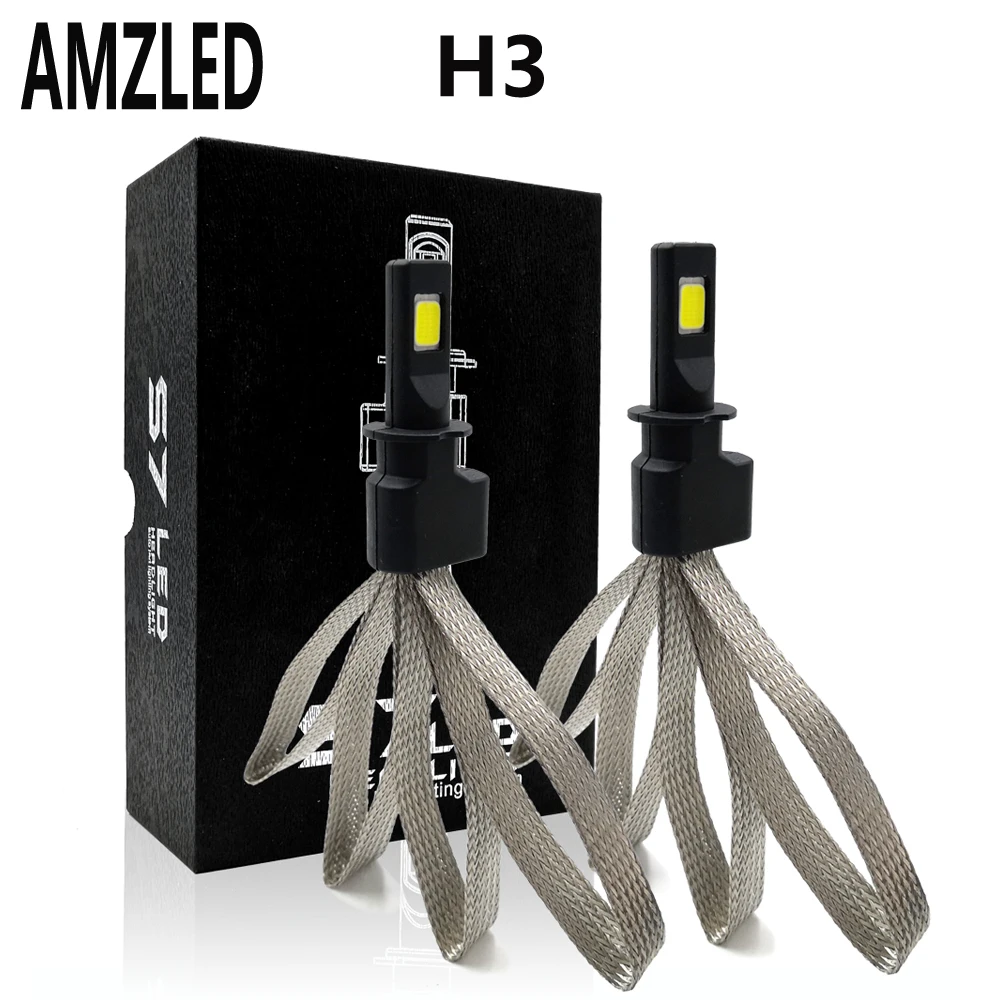 

AMZLED H3 Led Car Headlight Bulbs Vehicles TRUCK Headlights Replacement 11000LM 6000K 360Degree Beam Extremely Bright White bulb