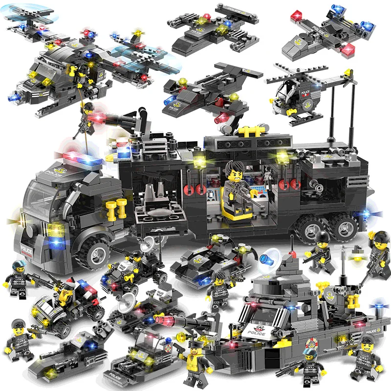 

City Police Special Building Blocks SWAT Team Truck Armored Car Construction Children Educational Toys Gift 2020