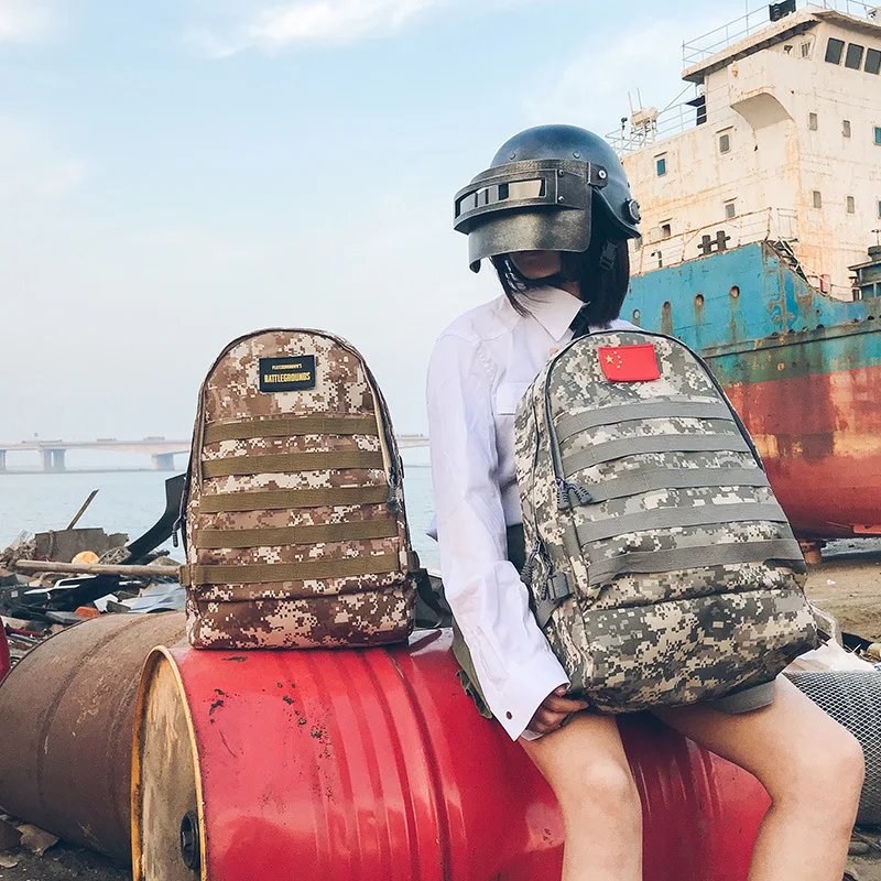 

One, two, three shoulder backpacks PUBG chicken camouflage computer schoolbag
