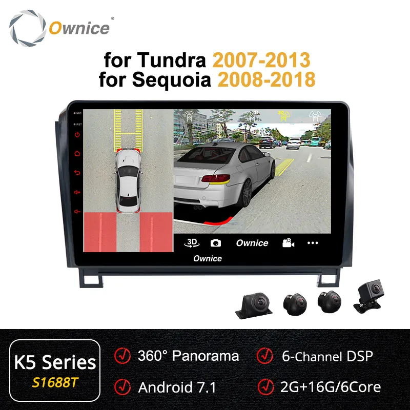 Ownice Android 9,0 8 ядерный автомобильный DVD gps k3 k5 k6 для Toyota Tundra 2007-2013 Sequoia 2008- радио 4G DSP 360 панорама оптическая - Цвет: S1688 K5