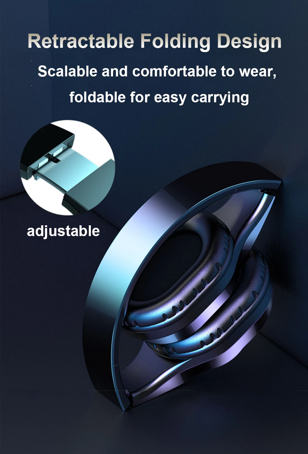 Foldable Wired Wireless Headphone 5 0 Bluetooth Wireless Earphones Stereo Earbuds Gaming Headsets With Microphone PC Laptop