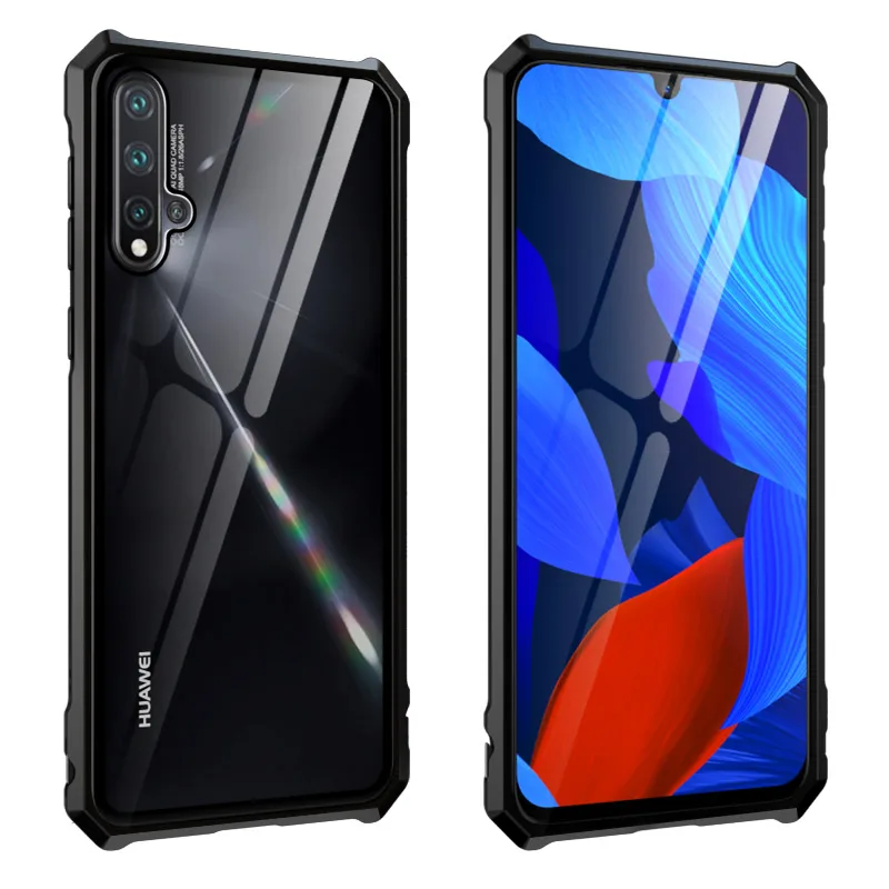 Тонкий нескользящий ромб Алюминиевый металлический чехол для телефона huawei Nova 5 Pro 5i роскошный чехол из закаленного стекла для huawei Nova 5
